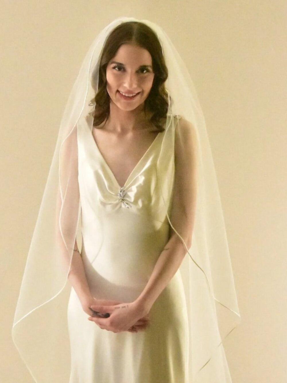 Off white cathedral wedding veil